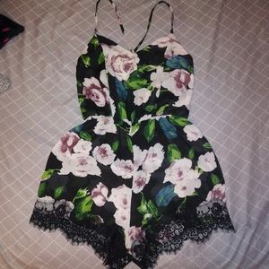 Black, with flowers romper.